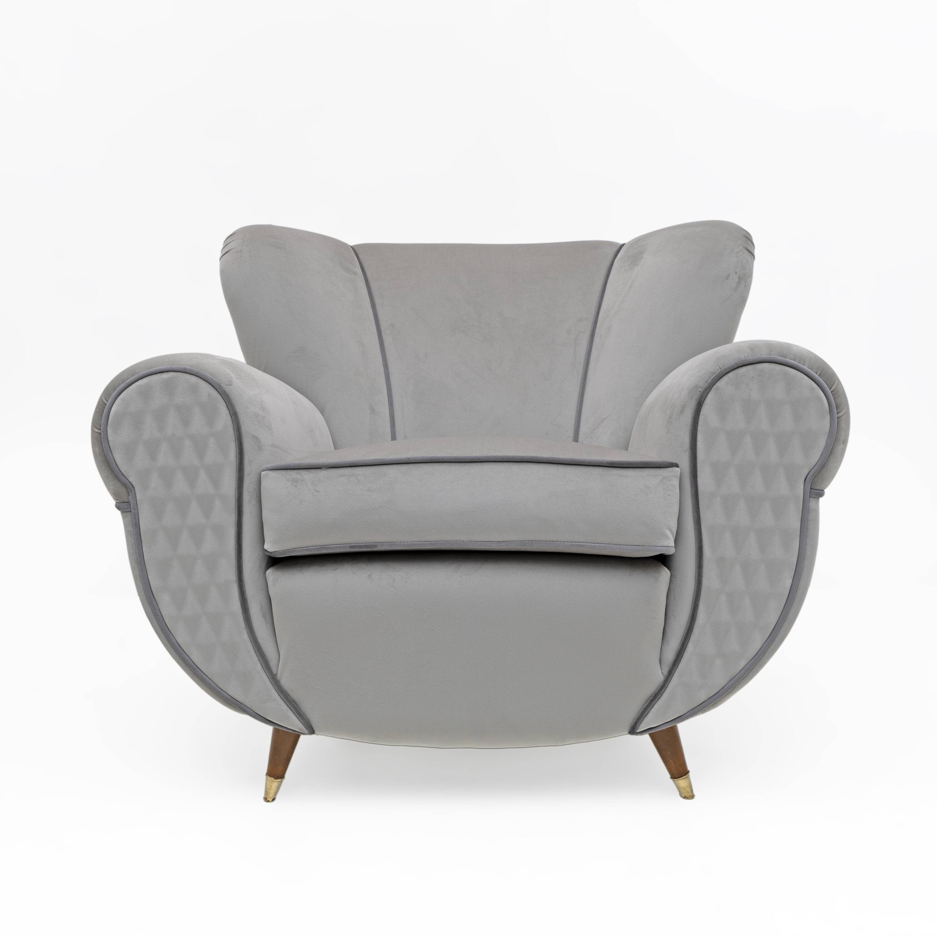 Attributed Guglielmo Ulrich Art Deco Italian Velvet Armchairs, 1940s, Pair