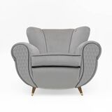 Attributed Guglielmo Ulrich Art Deco Italian Velvet Armchairs, 1940s, Pair
