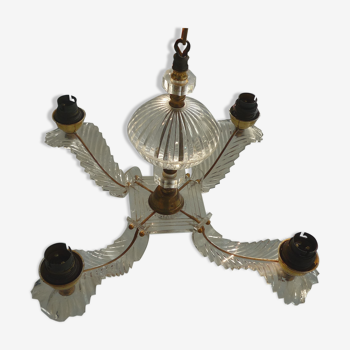 Suspension lamp 4 burners, plexiglass baroque style vintage 50-60s