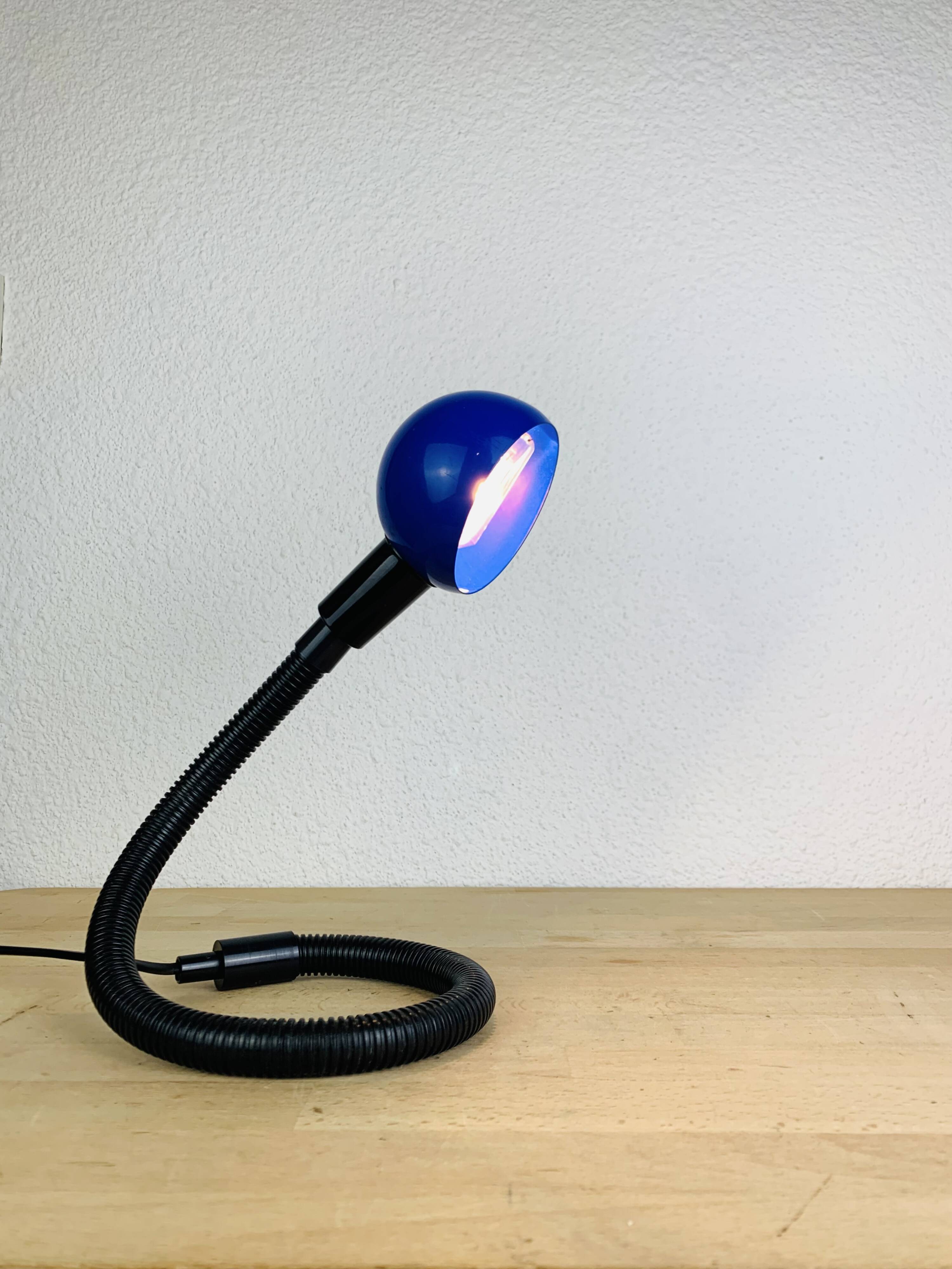 Blue flexible snake lamp, 80s, vintage