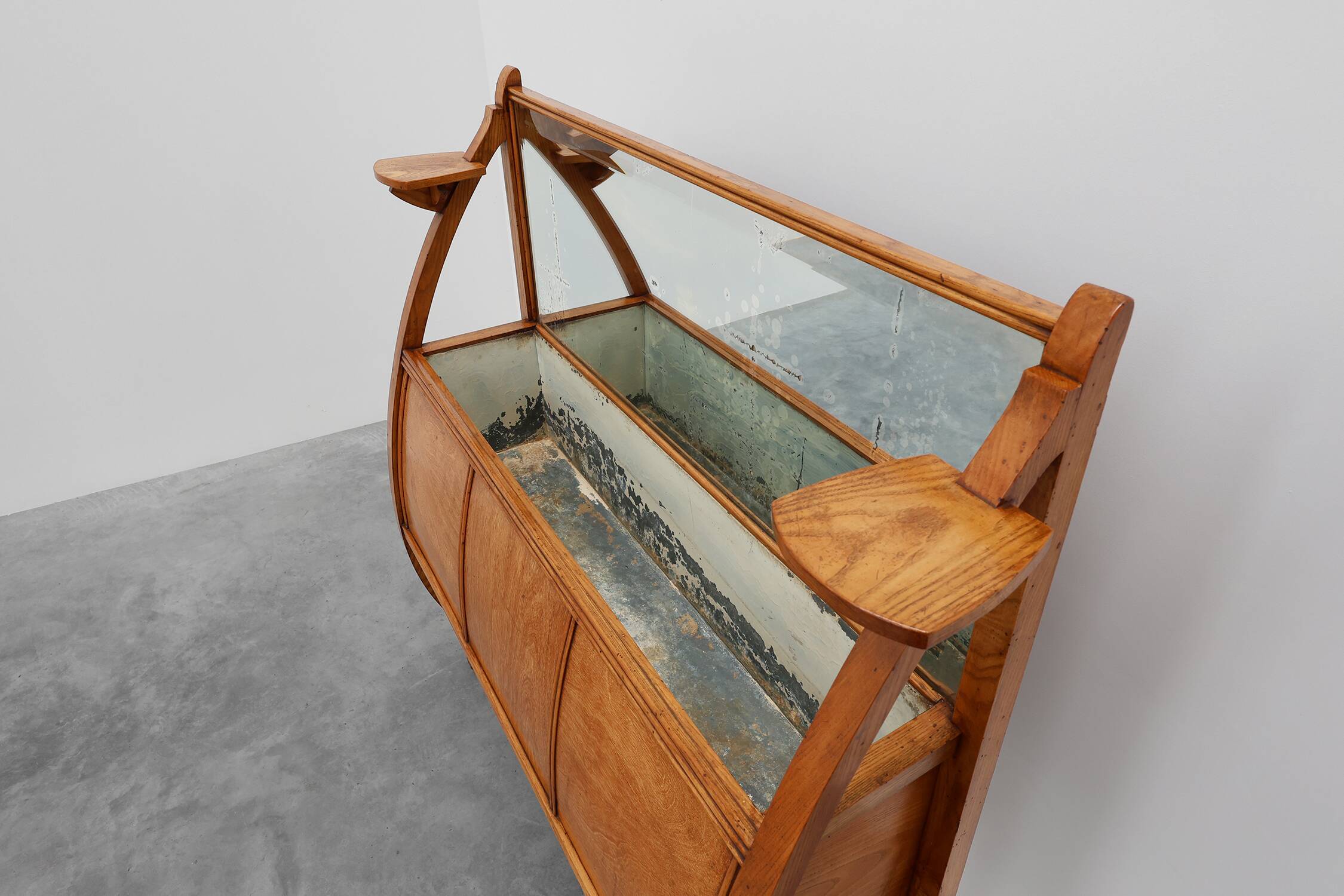 Art Deco buffet, planter or liquor cabinet in wood with mirror, France 1920