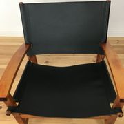 Scandinavian hyllinge Mobler Denmark chair, safari style, leather and wood