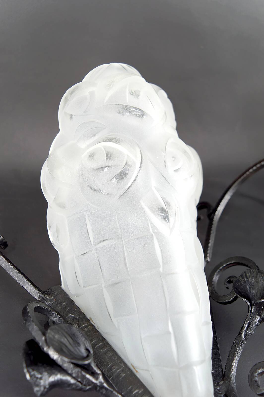 Pair of Wrought Iron Wall Lights by Degué, Art Deco, France, c. 1930