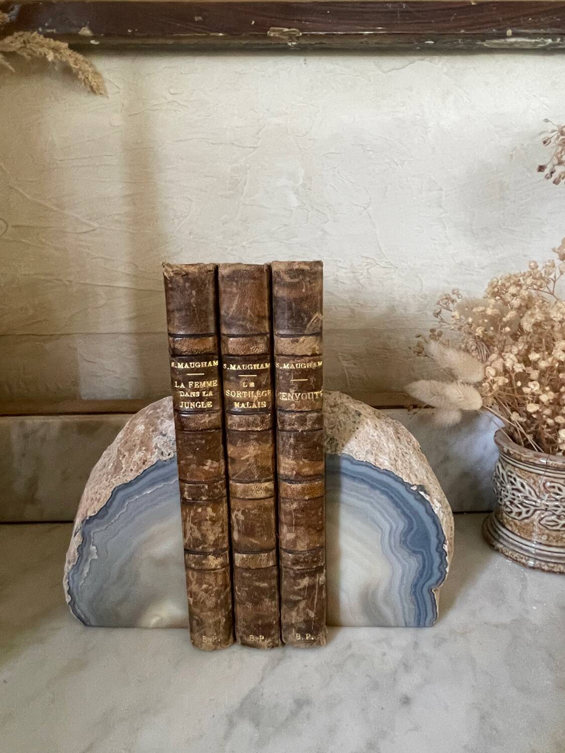 Paire de serre-livres en agate