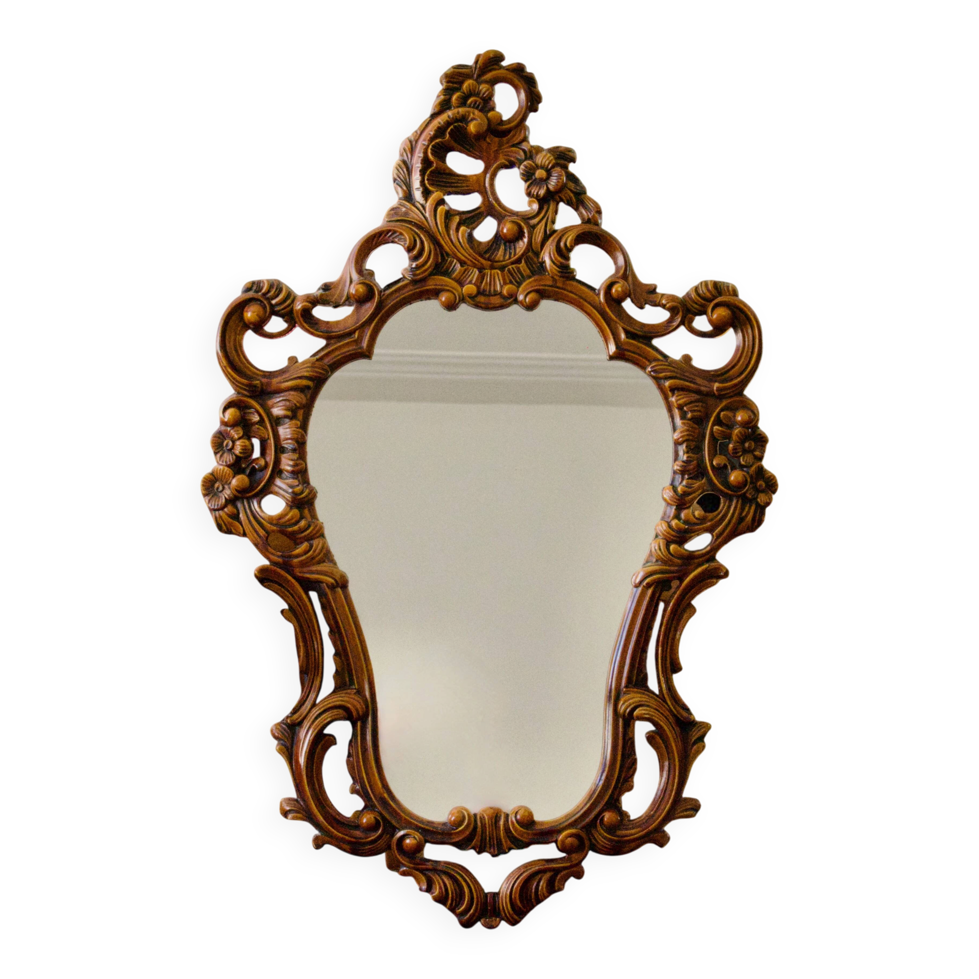 Large vintage baroque mirror in Rococo Louis XV style.