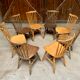 Series lot of 8 chairs bistrot Baumann modele menuet light wood dark wood