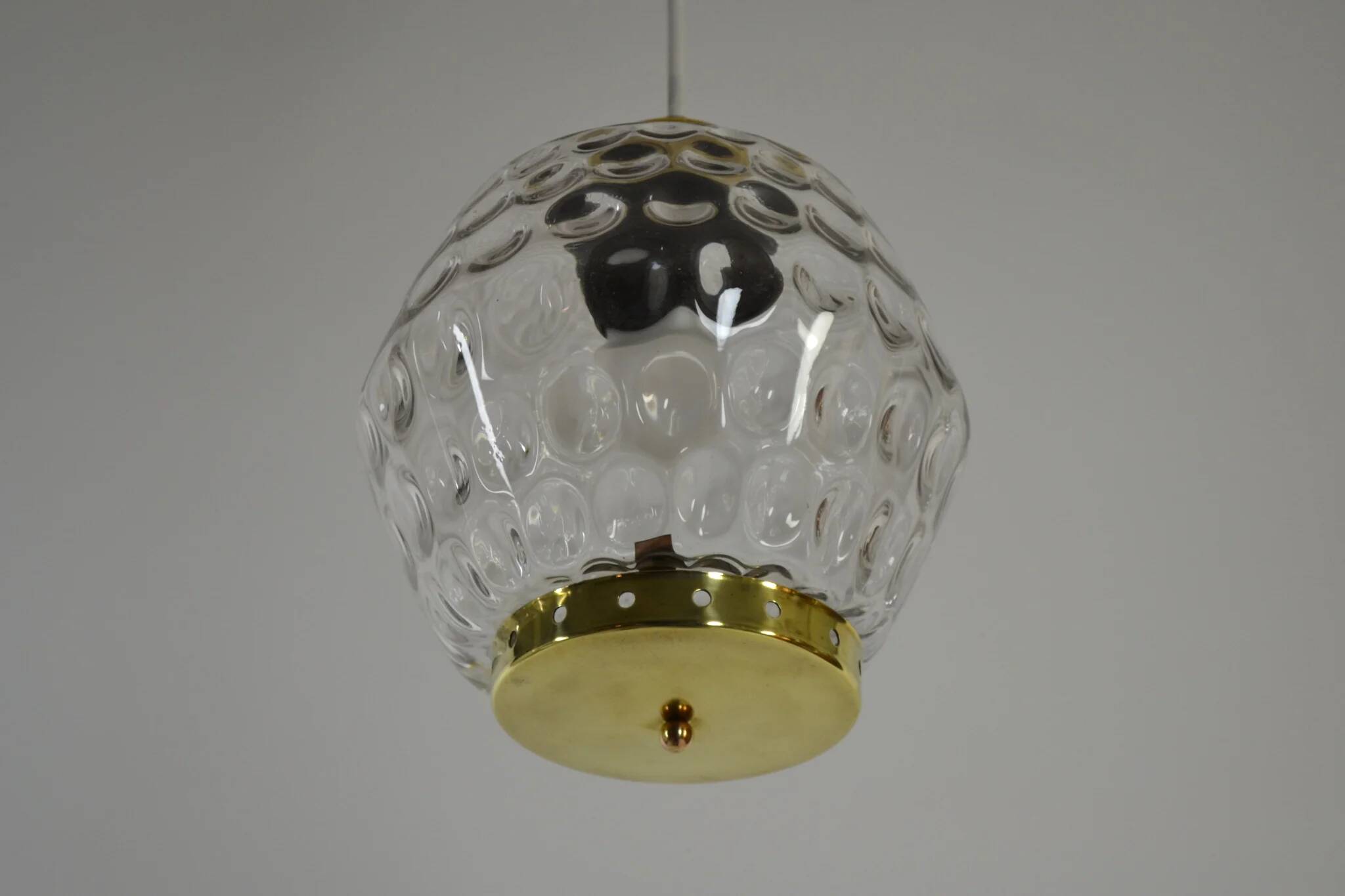 Glass and Brass Pendant Lamp, 1960s, Sweden