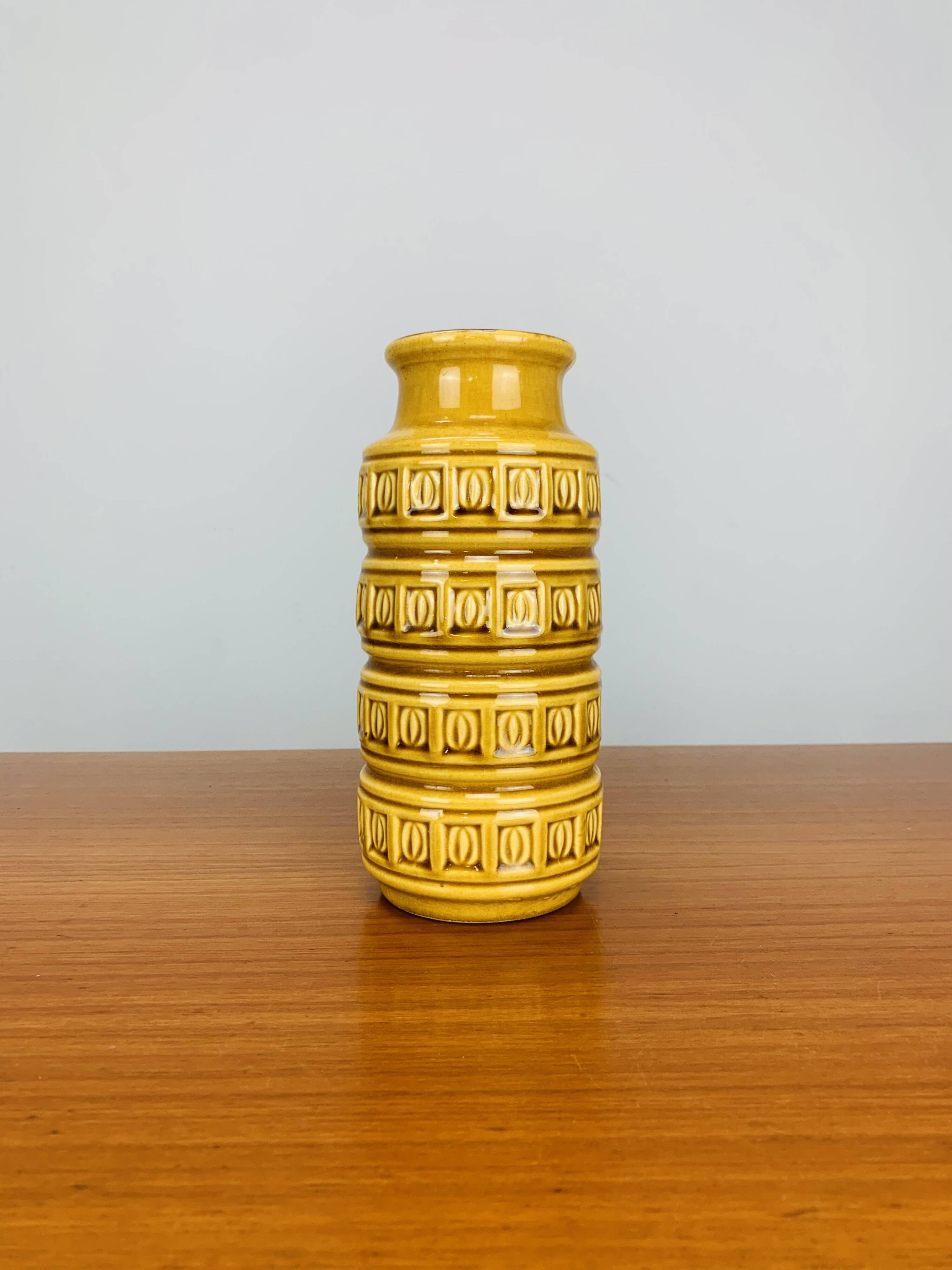 West Germany yellow ceramic vase, vintage, 1960s