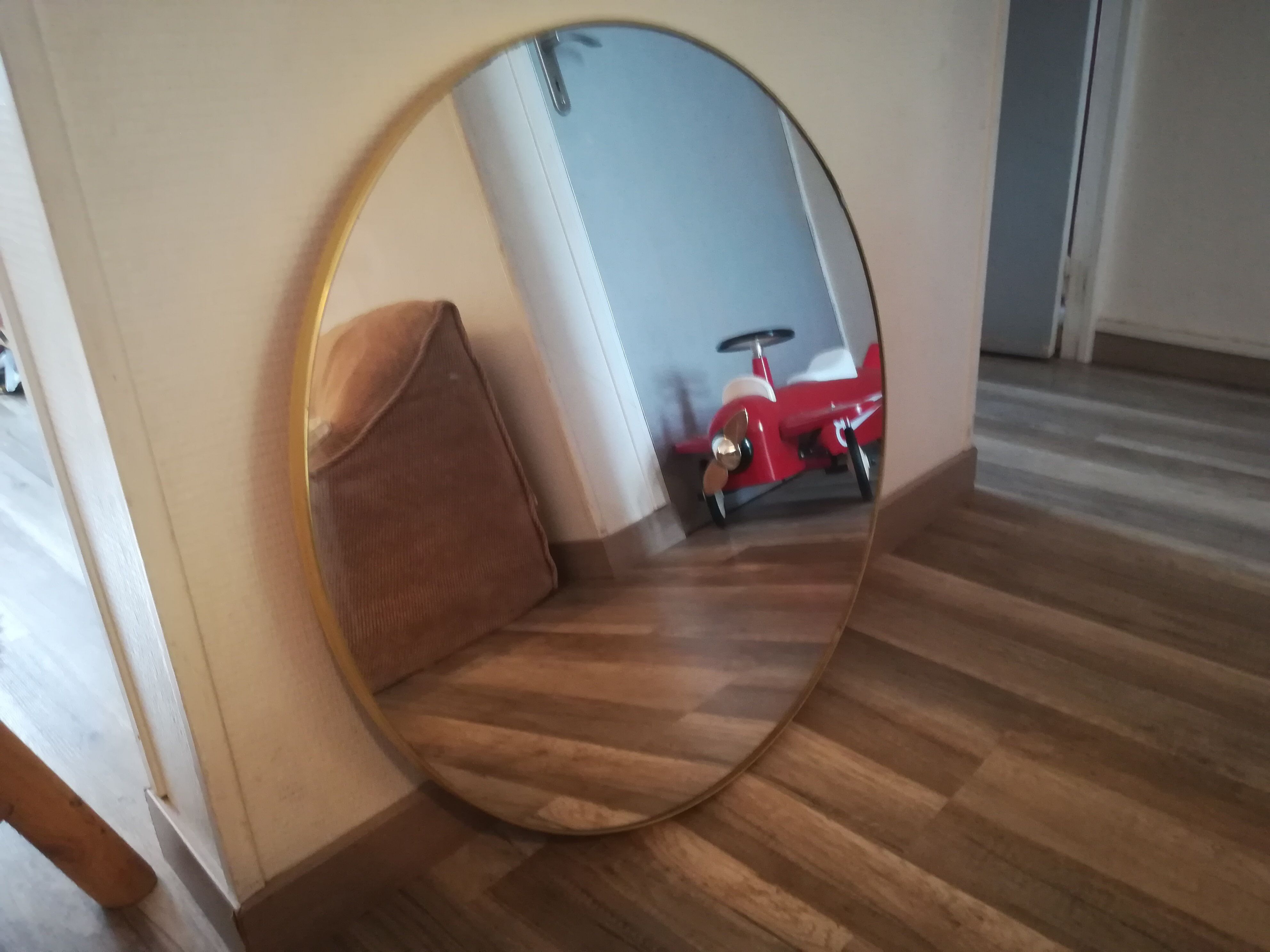 Round brass mirror 70cm