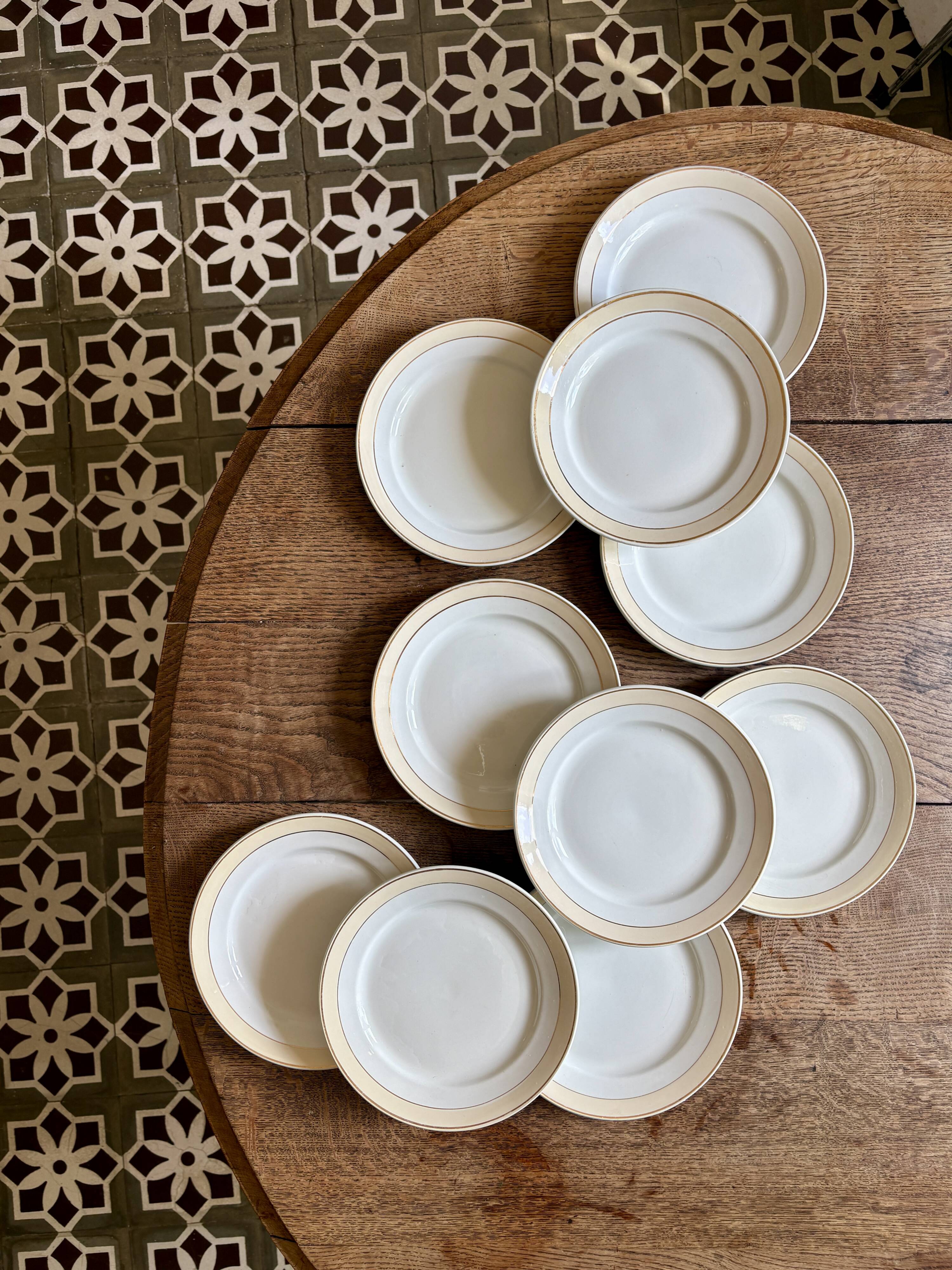 Set of 10 antique dessert plates - Auteuil from Lunéville