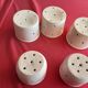 5 FAISELLES WHITE ENAMEL STONEWARE CHEESE MOLDS
