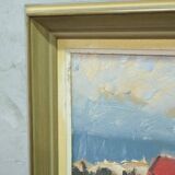 Gunnar Ekdahl, Paysage moderne suédois, Huile sur panneau, années 1960, Encadré