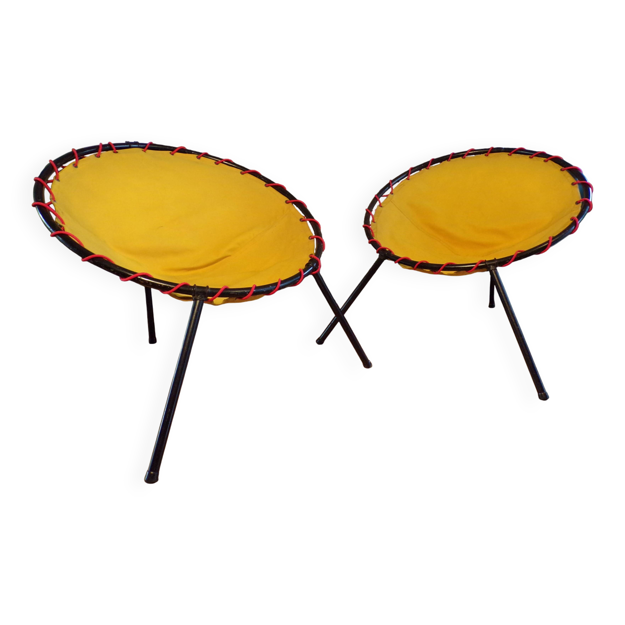 Pair of folding balloon chairs from the 1950s-60s.