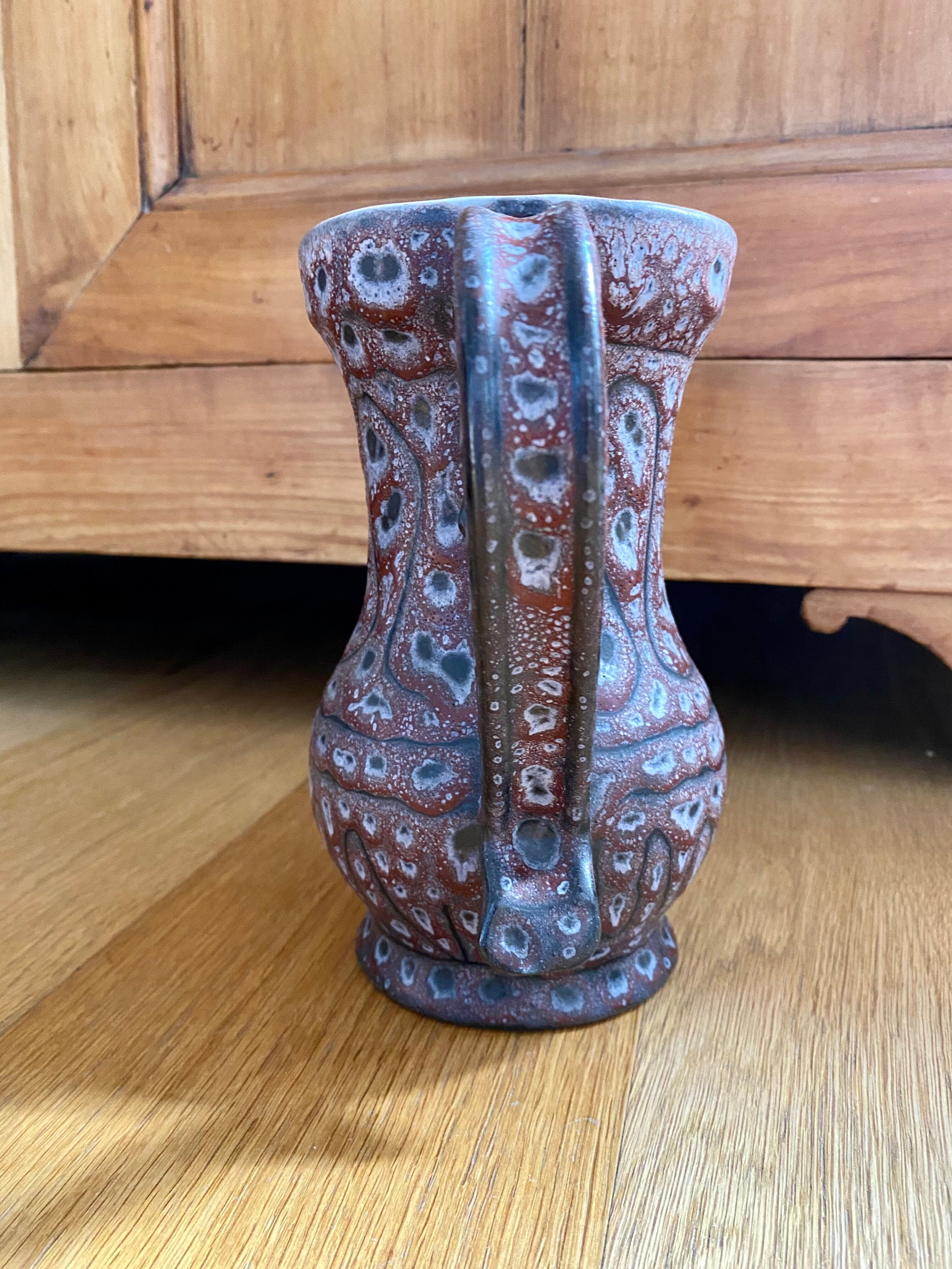 Pitcher Jean Austruy ceramic Vallauris burgundy