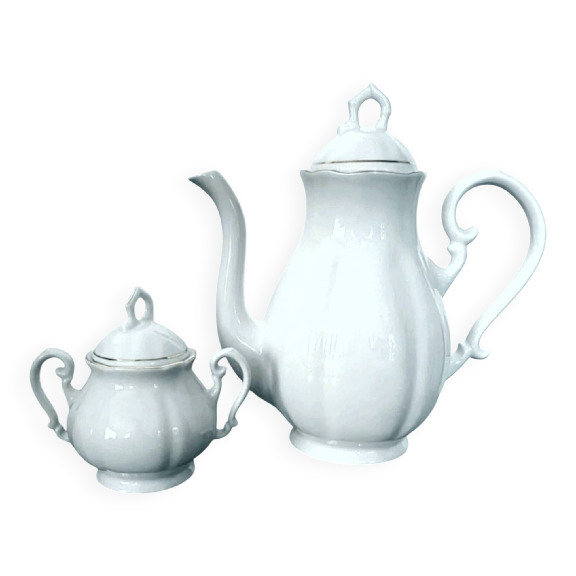 Grande Cafetière Et Sucrier En Porcelaine Fine Italie