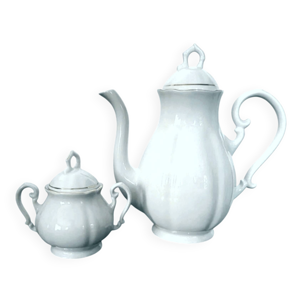 Grande Cafetière Et Sucrier En Porcelaine Fine Italie