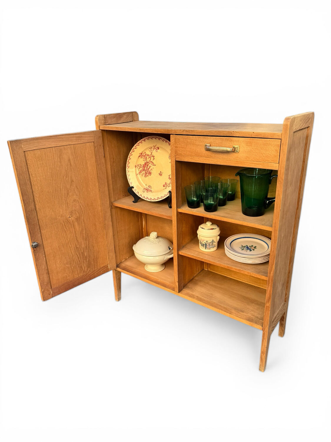 Parisian buffet, raw oak, compass legs, 1950.