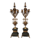 Pair of large Renaissance-style candlesticks. Marble. Solid bronze.