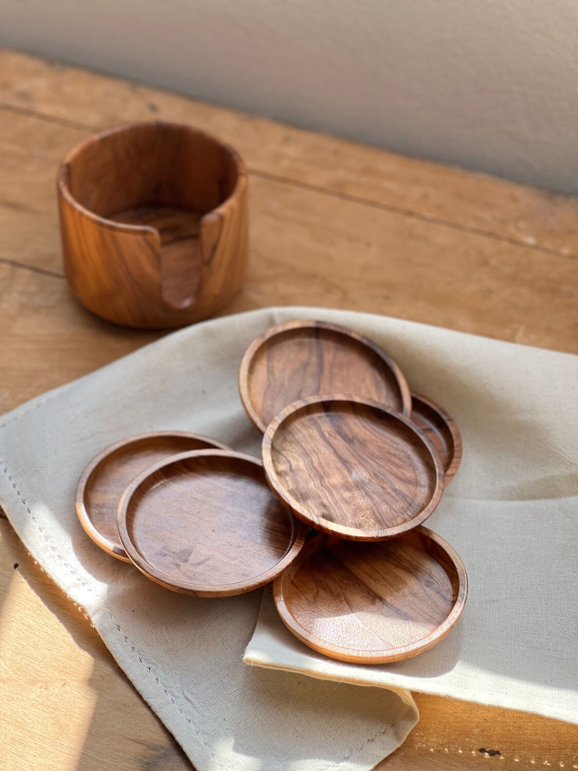Set dessous de verre en bois d’olivier Espagne