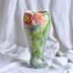 Large antique St Clément vase in barbotine Anemones hand painted