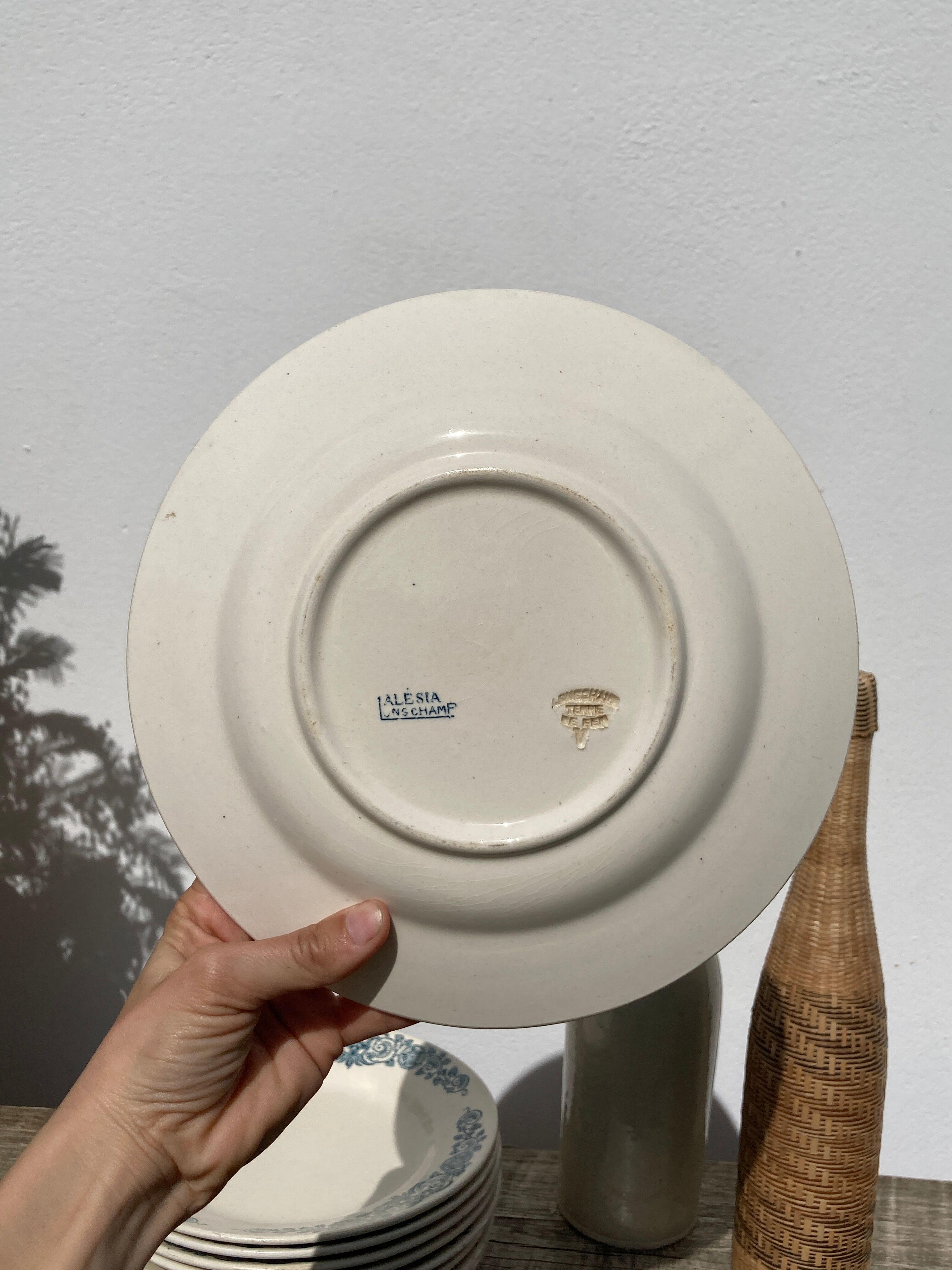 Set of 8 flat plates iron earth model Longchamp Alésia