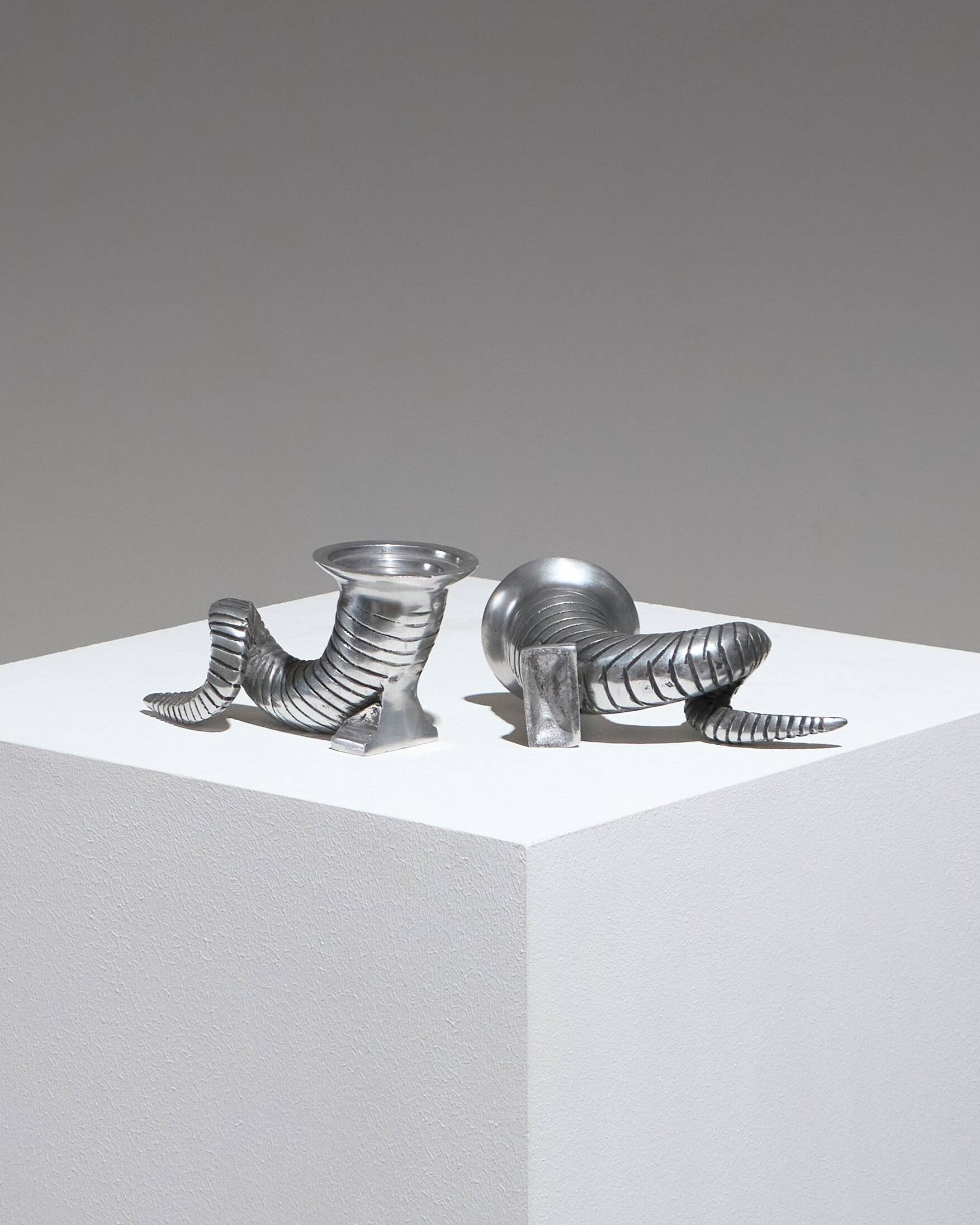 Pair of Horn Silver-Plated Candlesticks, 1960s