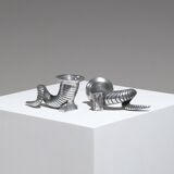 Pair of Horn Silver-Plated Candlesticks, 1960s