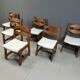 Set of 6 brutalist dining chairs, 1970s
