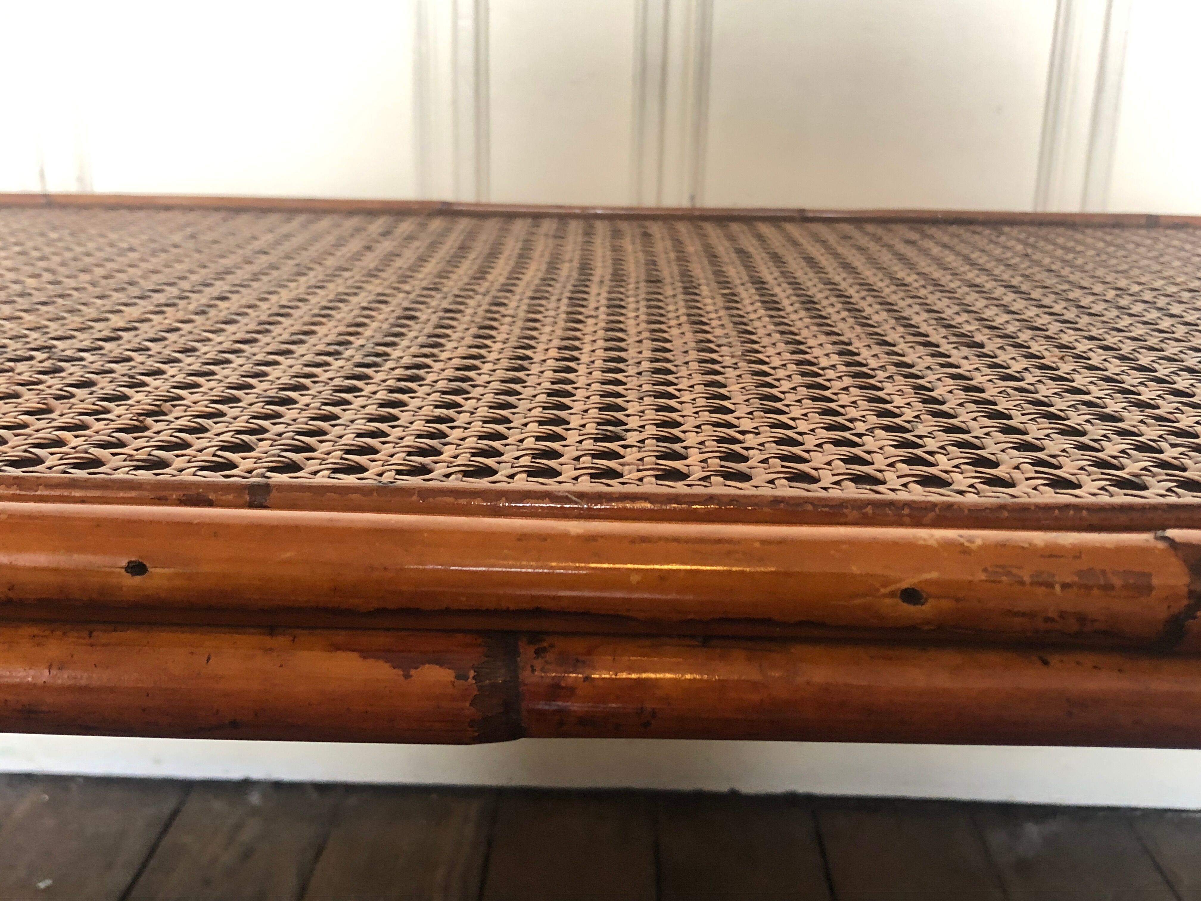 Table low rectangular rattan and caning