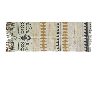 Cotton hand weaved hand block printed picnic rug