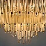 Paire de grands lustres en verre et laiton autrichiens XXL - années 1980