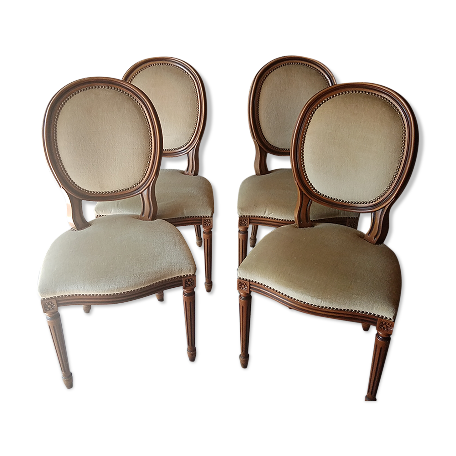 Suite 4 chairs medallion wood and fabric