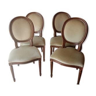 Suite 4 chairs medallion wood and fabric