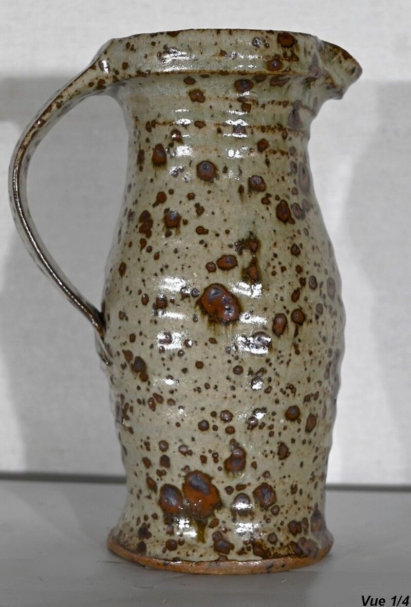 Enamelled stoneware pitcher, signed G. Tiffoche – XXth