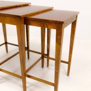 Nested tables in Art Deco style made of mahogany and stained birch, NK Sweden, 1940s.