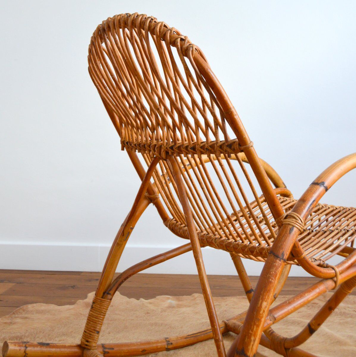 Rattan rocking chair Rohe Noordwolde 50s / 60s