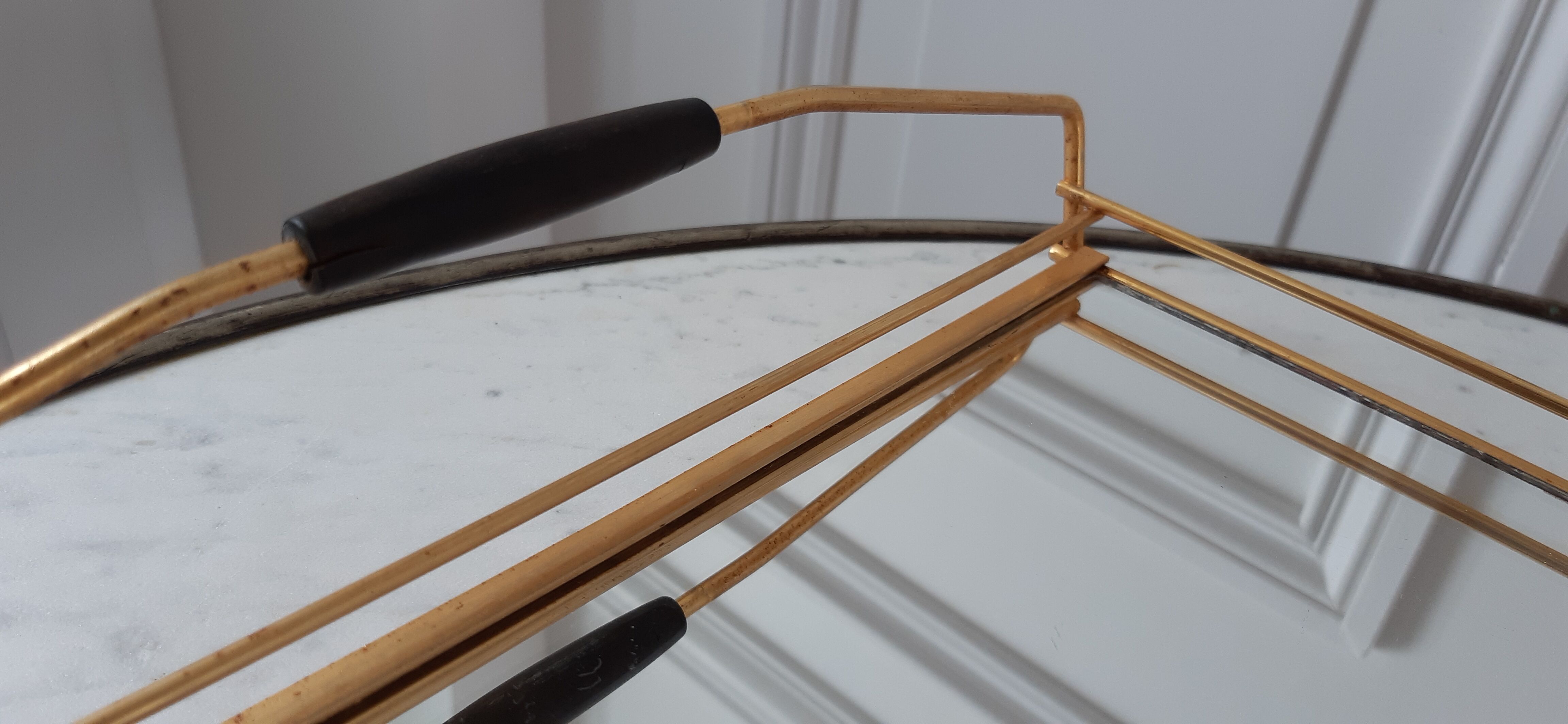 Mirror top in gilded steel 50s