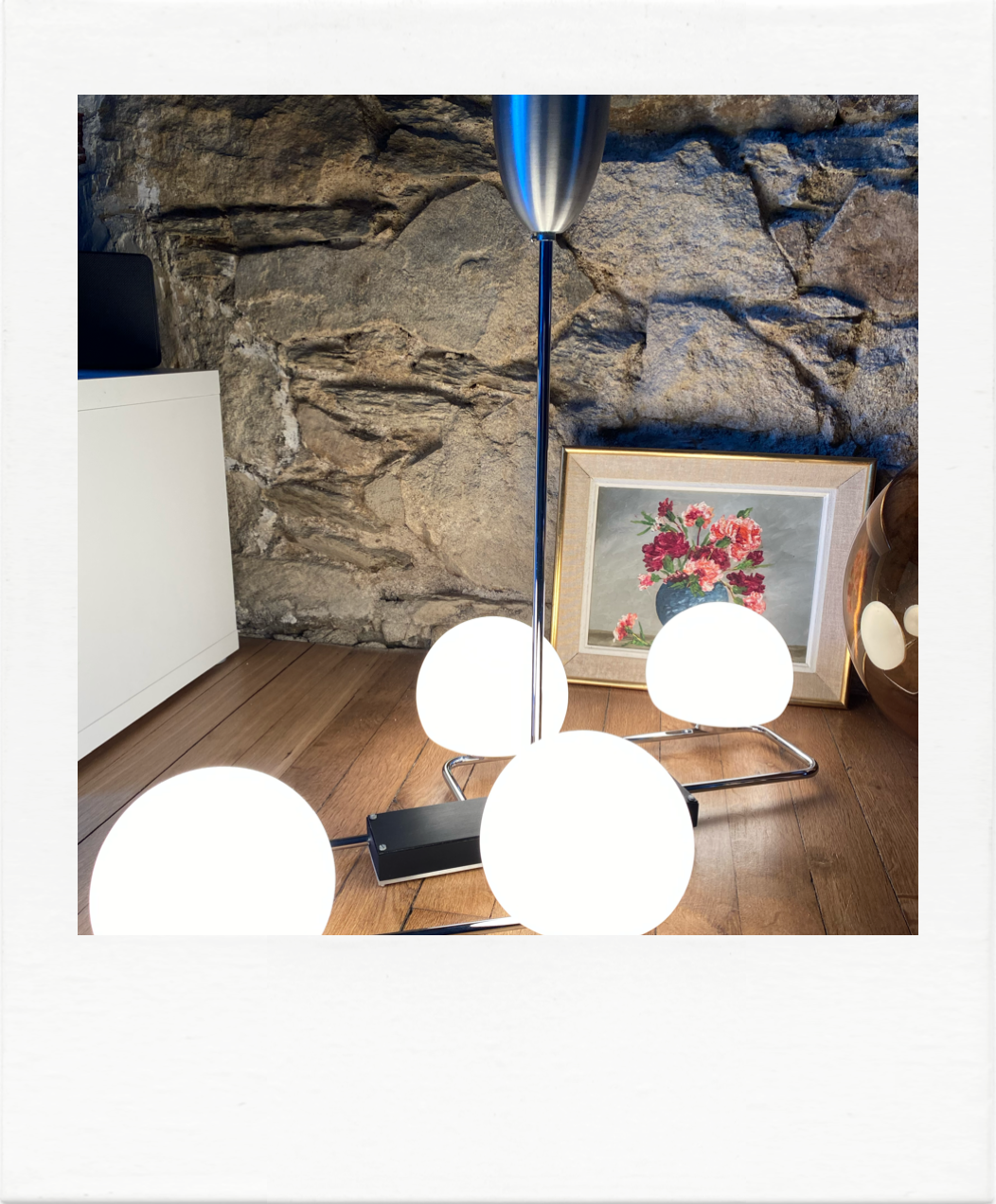 Lustre chrome et opaline années 70