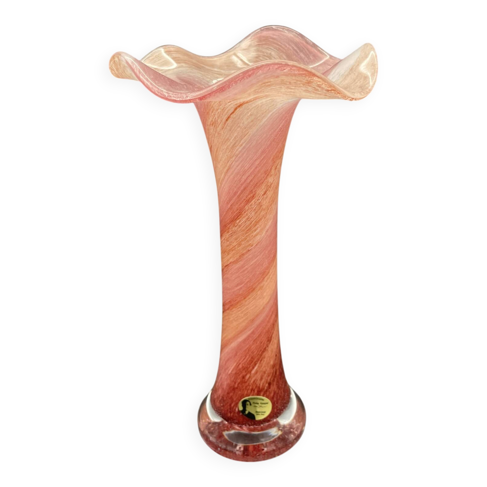 Vase Peter Kaspar en cristal 24 % PbO rose et rouge