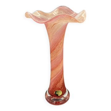 Vase Peter Kaspar en cristal 24 % PbO rose et rouge