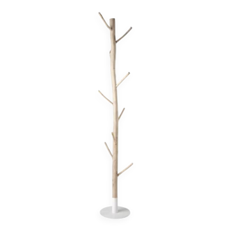 Rivage - Porte-manteau tronc d'arbre en eucalyptus et métal blanc