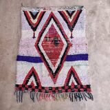 Moroccan Boucherouite rug white - 113 x 145 cm