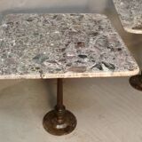 Pair Of Bistro Tables Cast Iron Base Marble Top