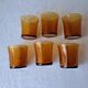 6 Vintage Amber Water Glasses. DURALEX