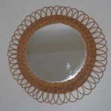 Old rattan mirror 50's years