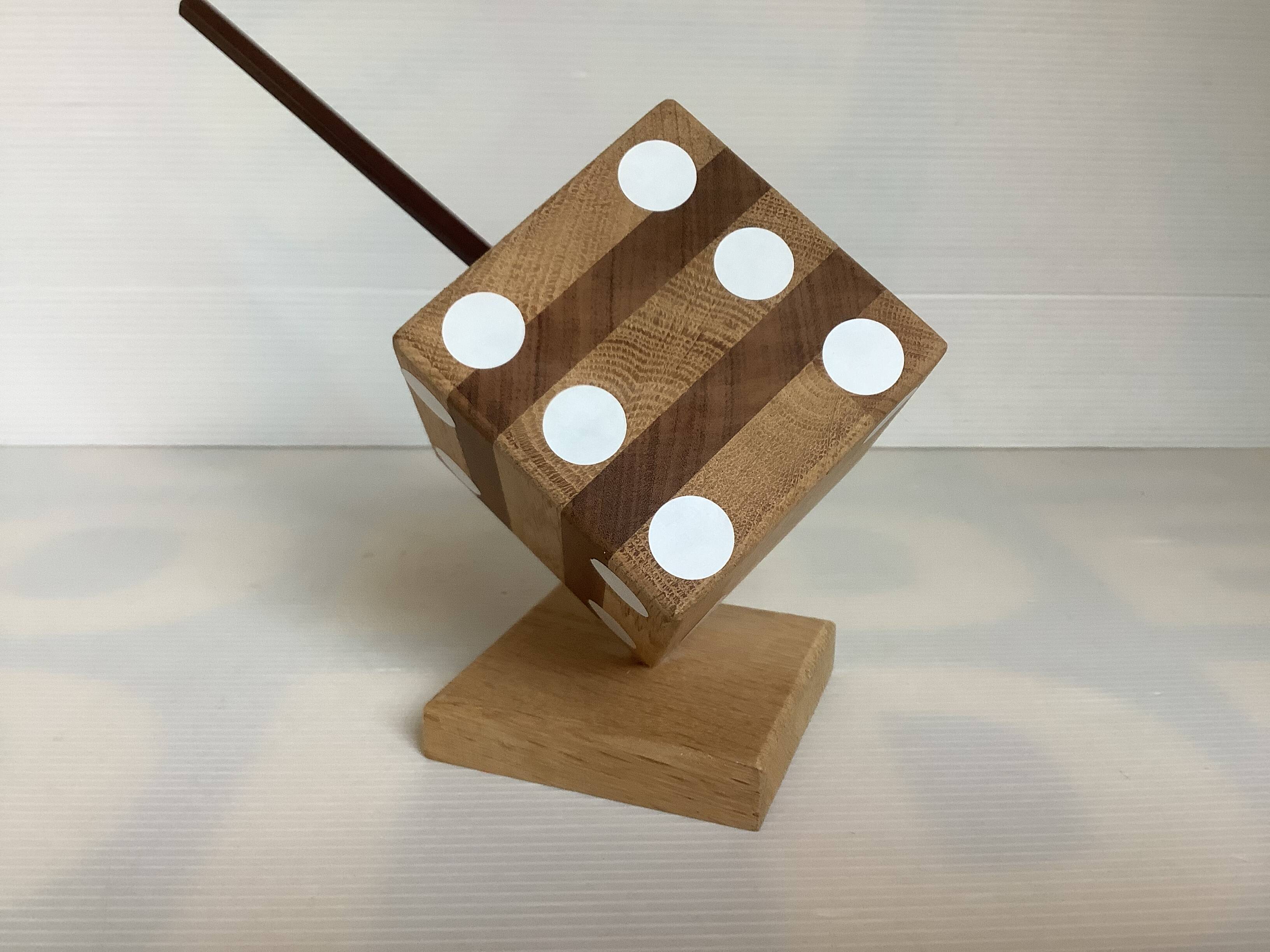 Wooden playing dice pen holder