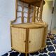Two Vintage rattan corner notches/shelves