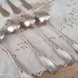 Set of 12 old silver-plated soup spoons