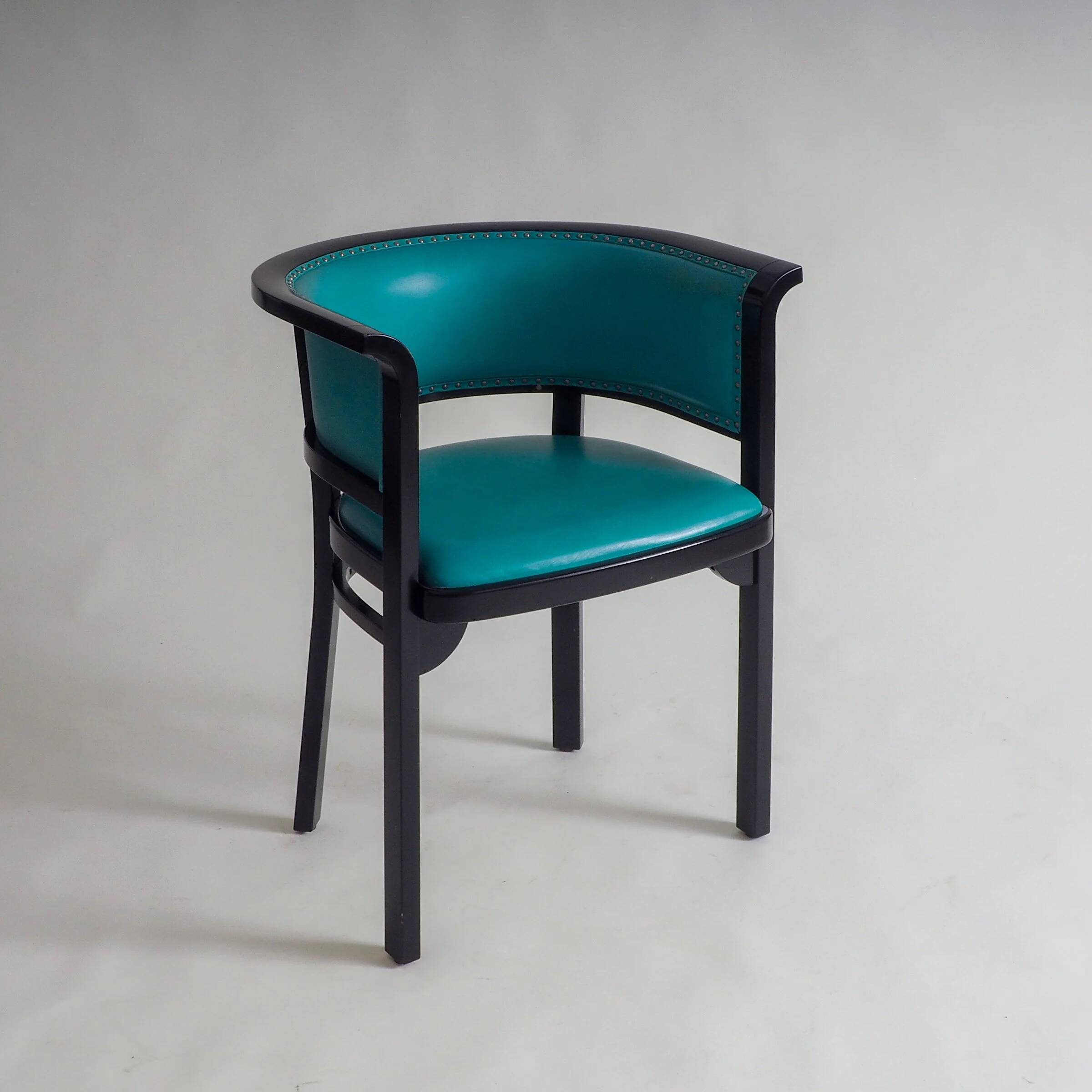Black armchair with turquoise leather by Marcel Kammerer for Thonet
