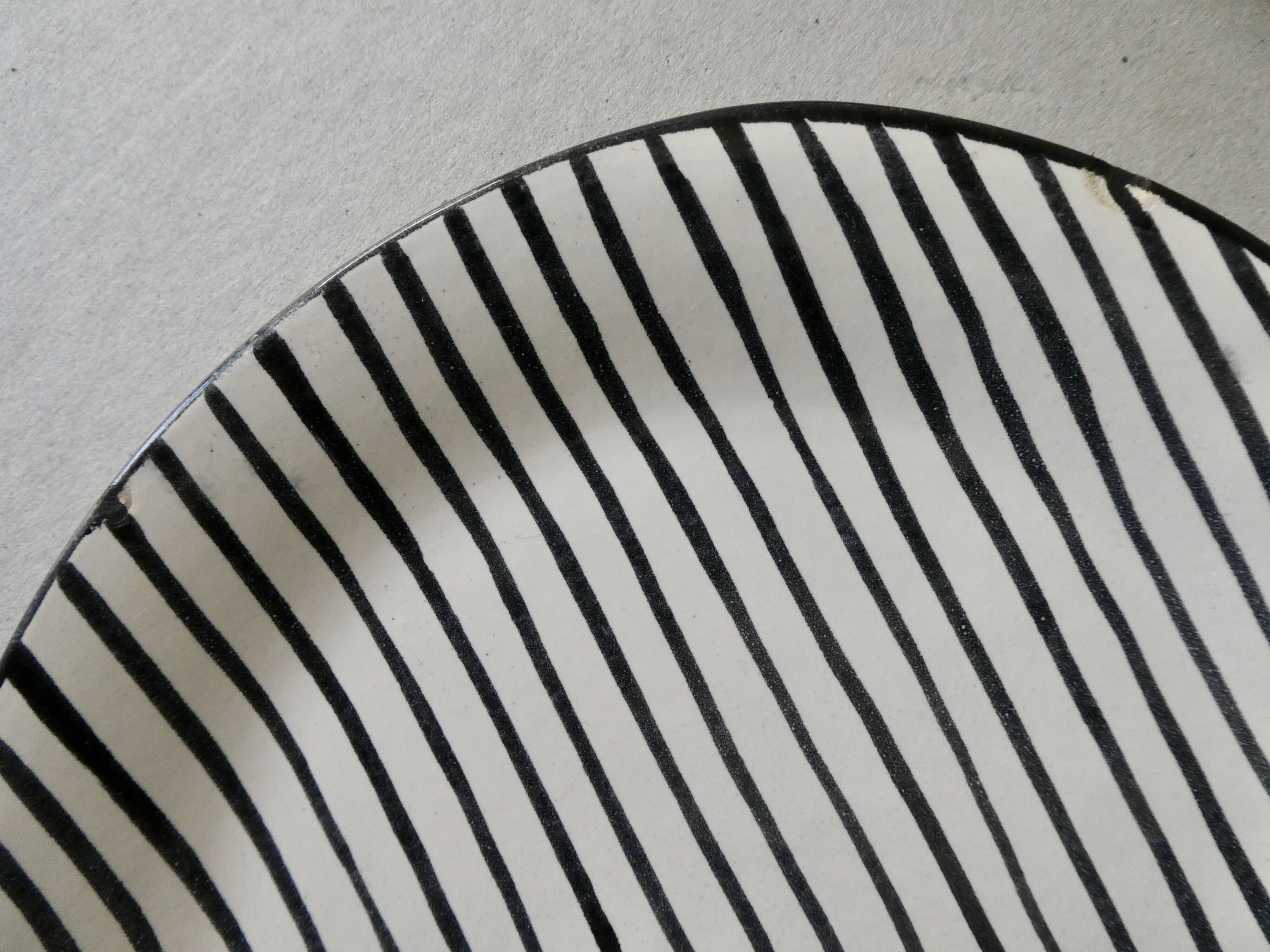 Set of 6 flat ceramic plates, free form, 50s